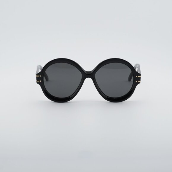 Dior DIORSIGNATURE R1U 10A0 Sunglasses Black Round Frame, Smoke Lenses main image 7